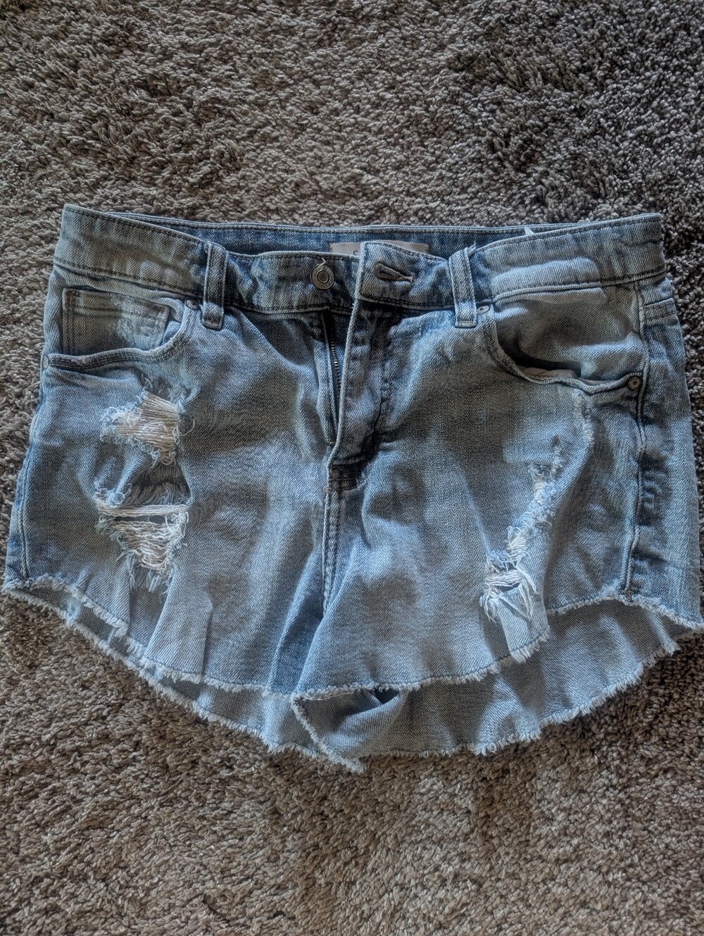 Eunina Cutoff Distressed Light Wash Denim Shorts